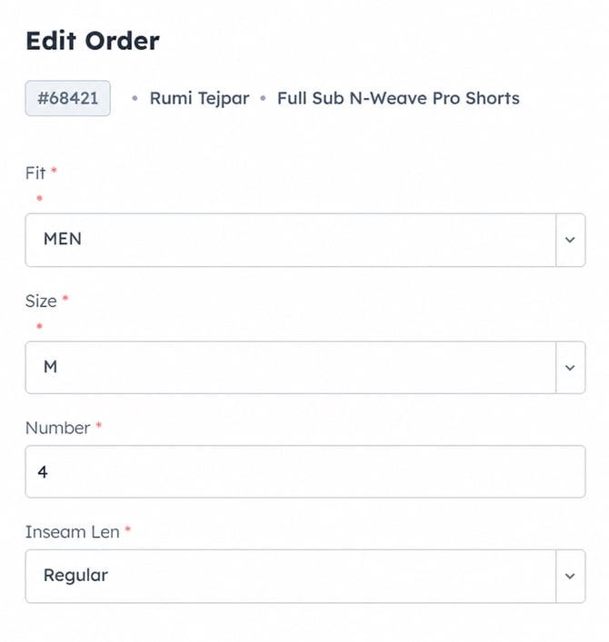 Edit Order Page